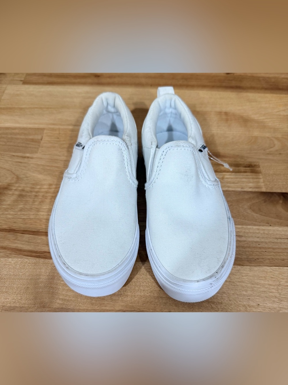 Vans Kids White Slip-On Canvas Sneakers size 12y nwot